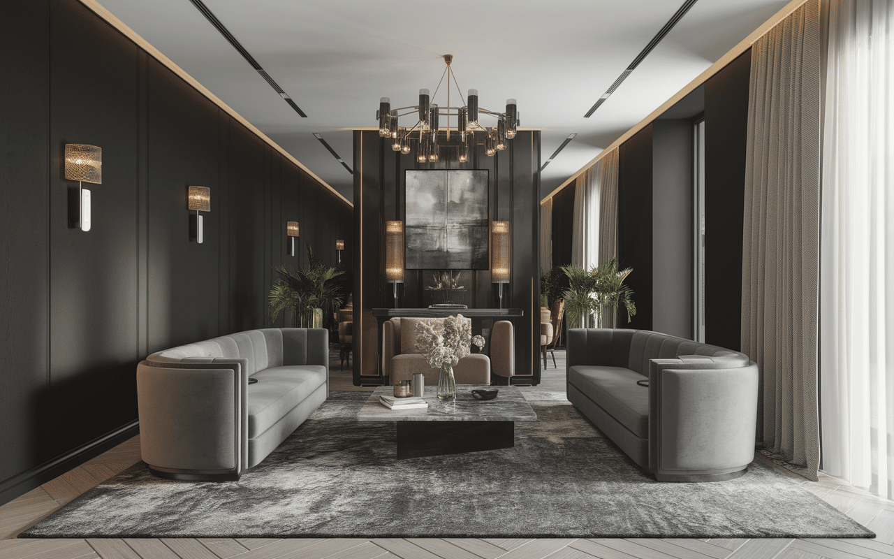 Intérieur moderne black and smoke élégant