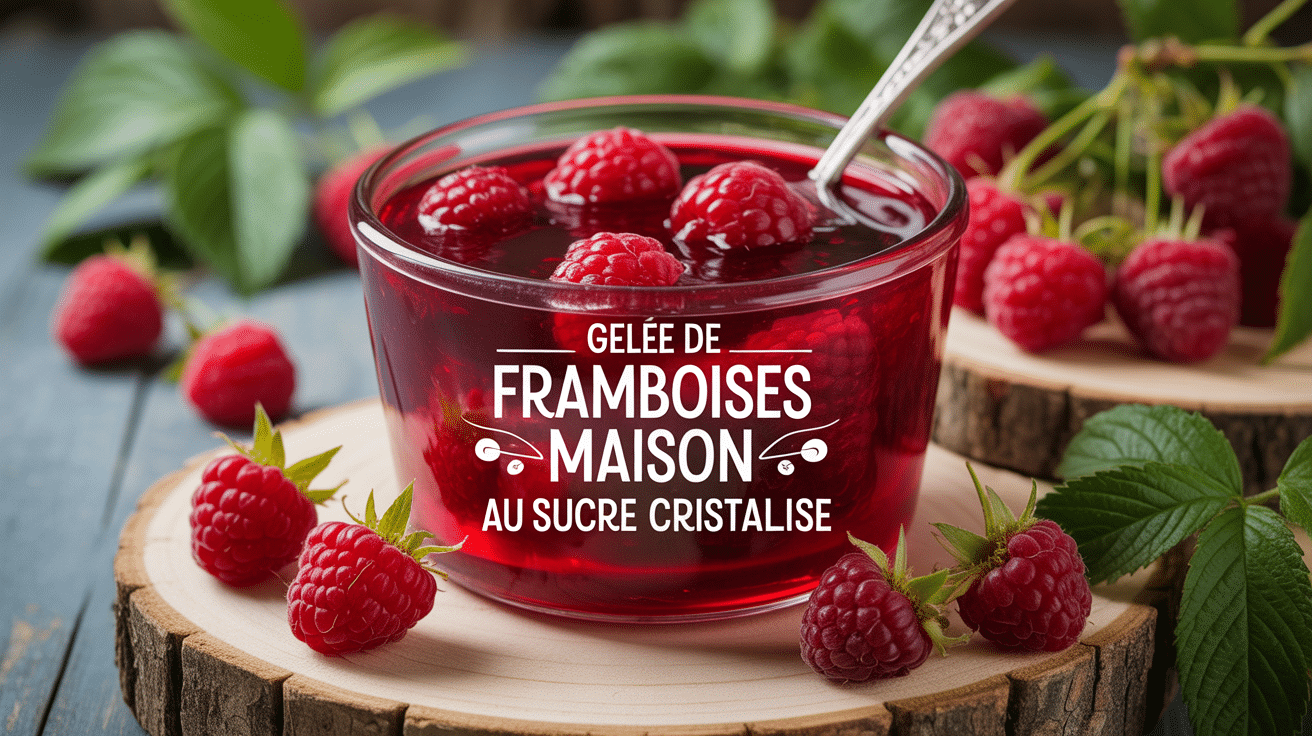 Pot gelée de framboises avec sucre cristallisé artisanal