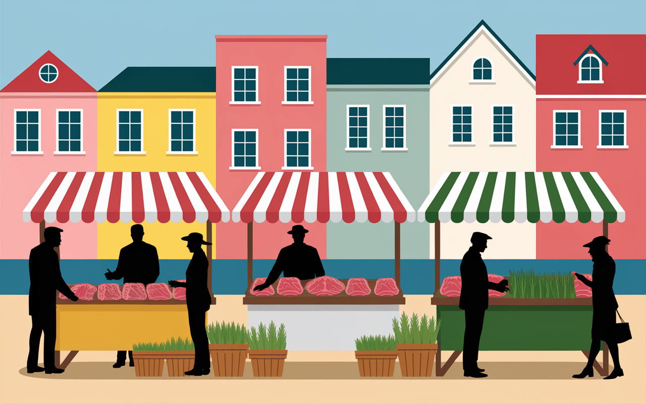 Marché halal Saint Jean de Monts étal viande boucher