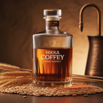 Bouteille nikka coffey grain whisky sur bois avec alambic