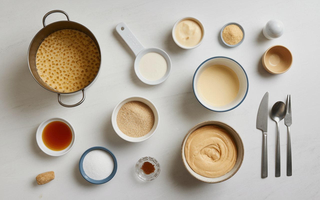 Ingrédients recette gateau harissa vue aérienne