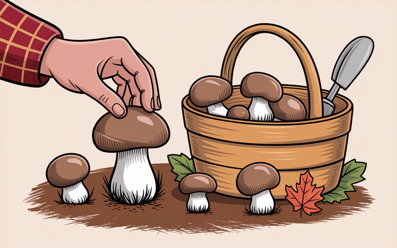 Cueillir pied de mouton forêt aiguillons