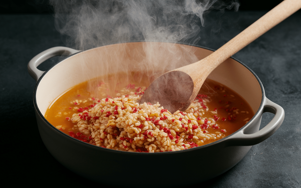 Préparation risotto a zafferano riz et safran