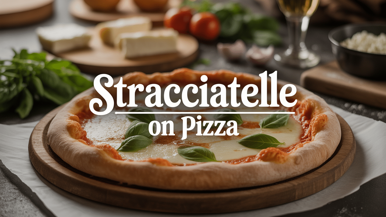 Pizza artisanale stracciatella on pizza fond italien