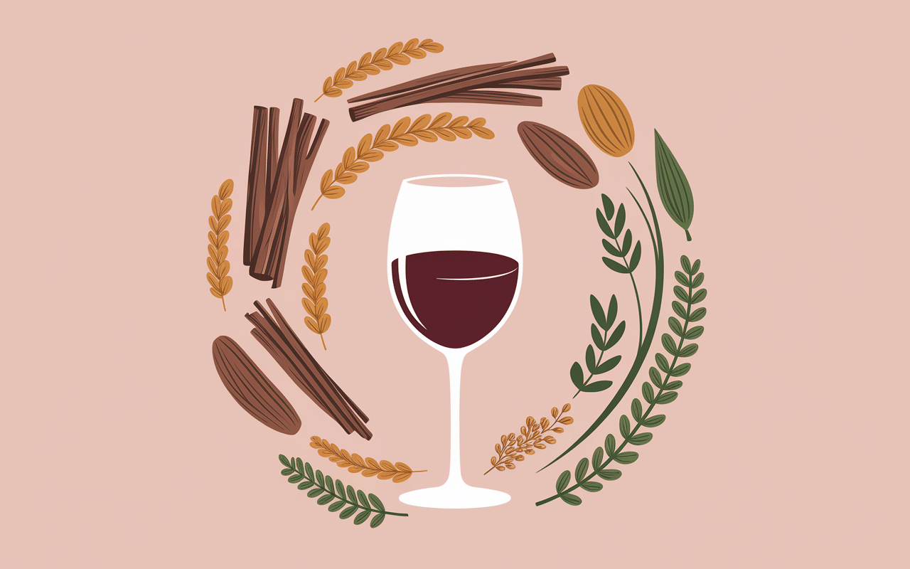 Vin pour couscous et épices en cercle