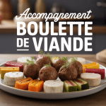 Assiette accompagnement boulette de viande avec pâtes riz légumes