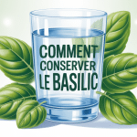 Feuilles basilic conserver autour verre d'eau