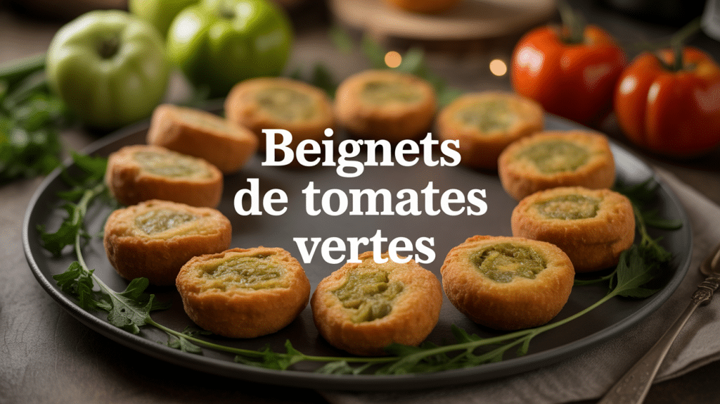 Beignets de tomates vertes recette dorés en assiette
