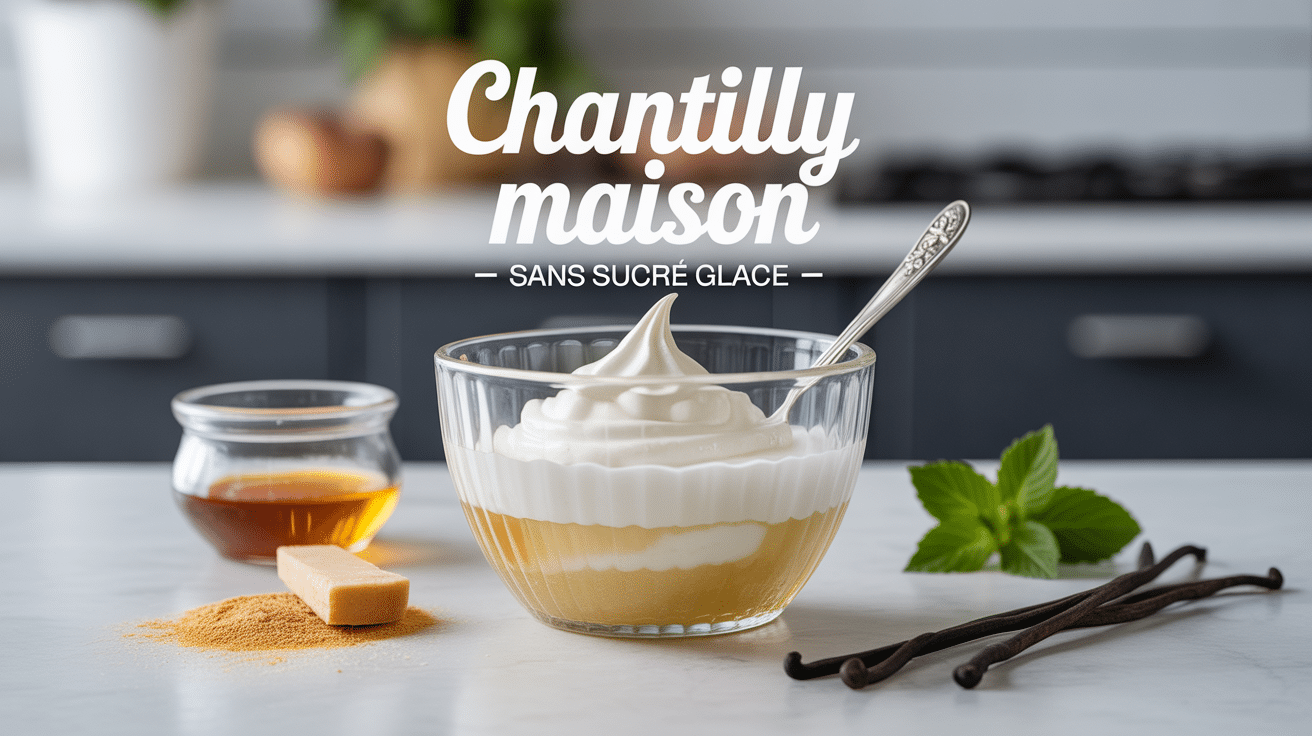 Bol de chantilly maison sans sucre glace avec ingrédients naturels