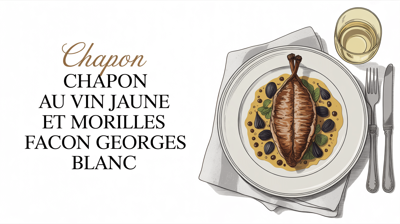 Chapon au vin jaune et morilles Georges Blanc, plat de fete raffine