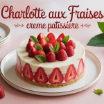 Charlotte aux fraises crème pâtissière élégante avec fraises fraîches et biscuits à la cuillère