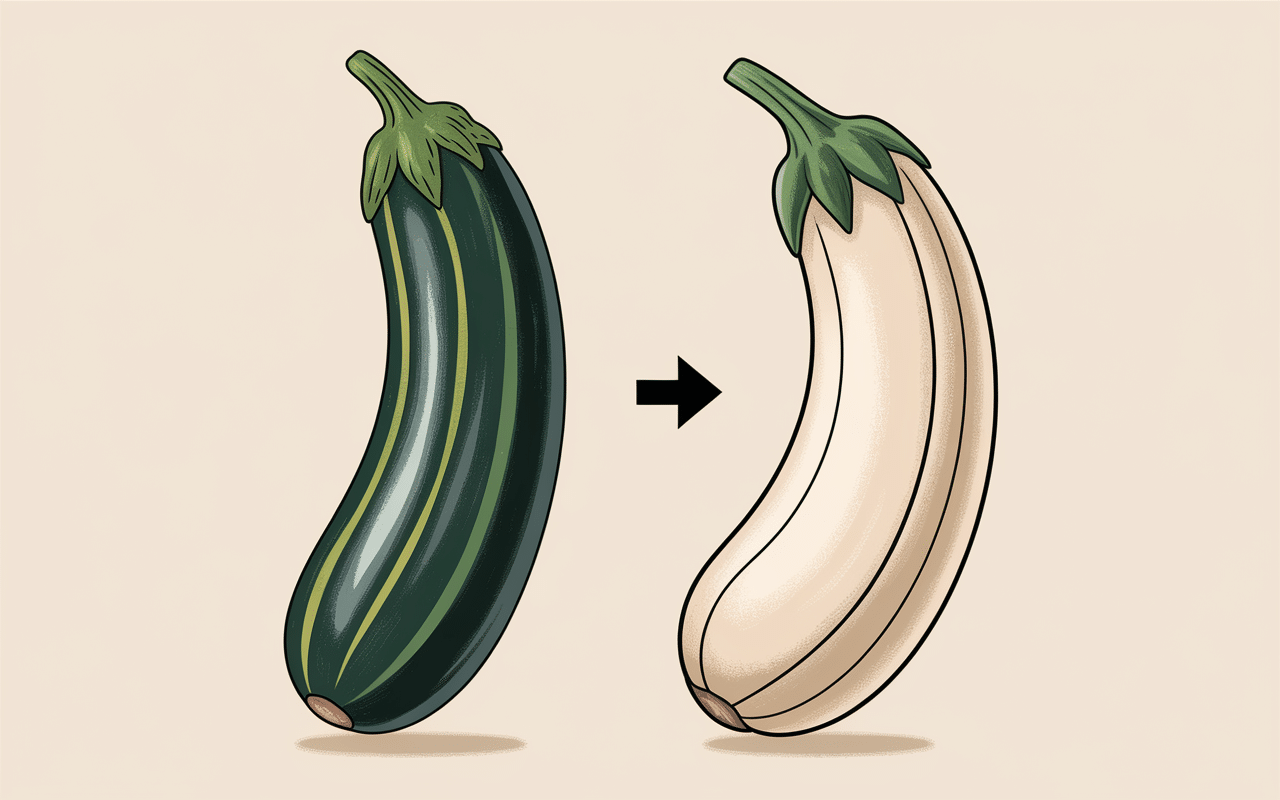 comparaison concombre courgette illustration éducative