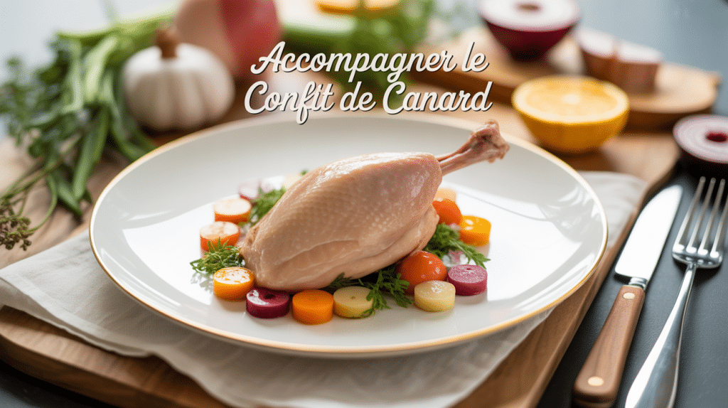 Confit de canard accompagnement élégant avec garnitures