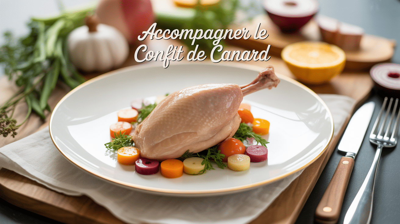 Confit de canard accompagnement élégant avec garnitures
