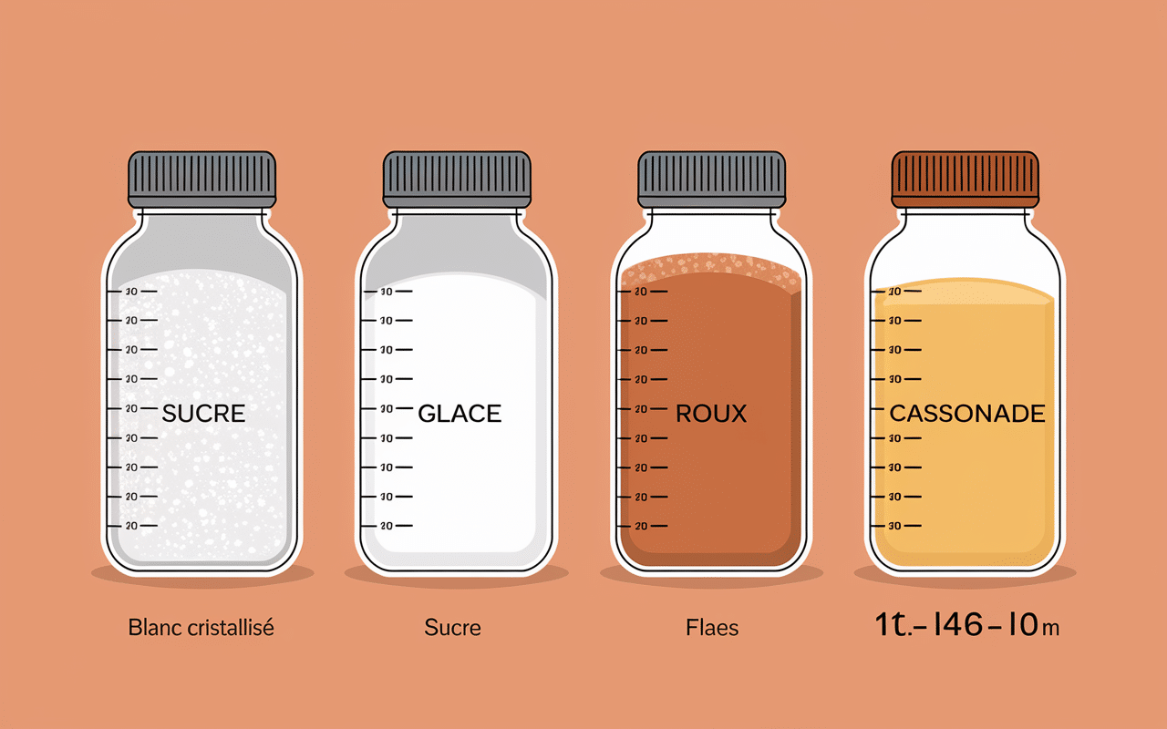 100 g de sucre en cl différents types de sucre illustrés