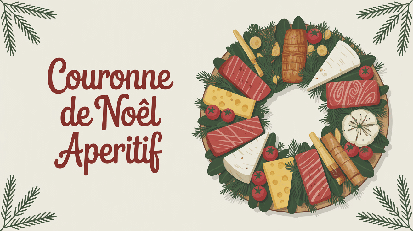 couronne de noel aperitif festive avec saumon et fromages