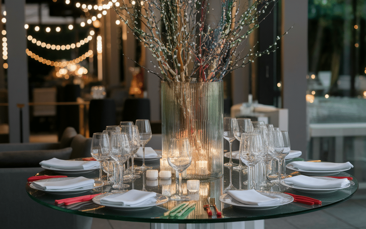 couronne de noel aperitif sur table ambiance festive