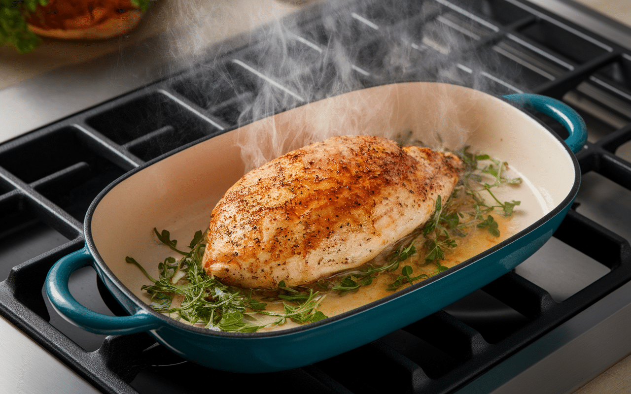 Cuisson dorade au four vapeur et thermomètre