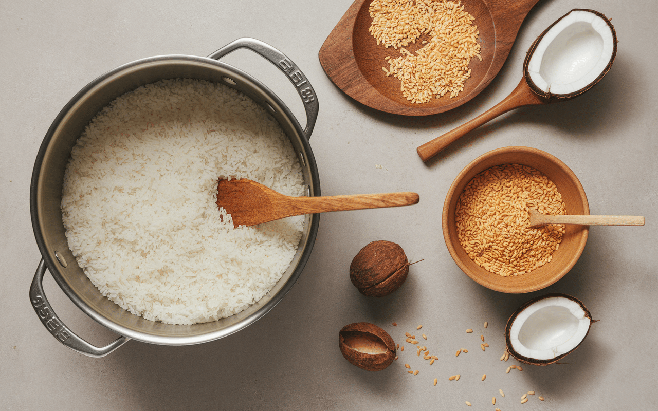 Casserole cuisson lait de coco et riz cuisine maison