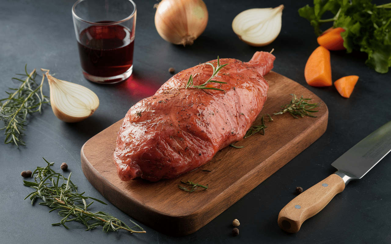 Préparation marinade cuissot de chevreuil en cocotte