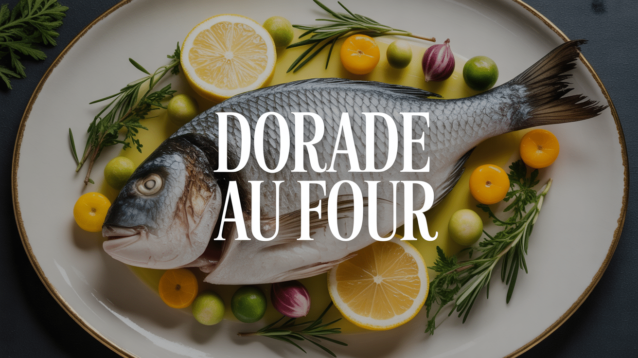 Dorade au four dorée avec citron et herbes