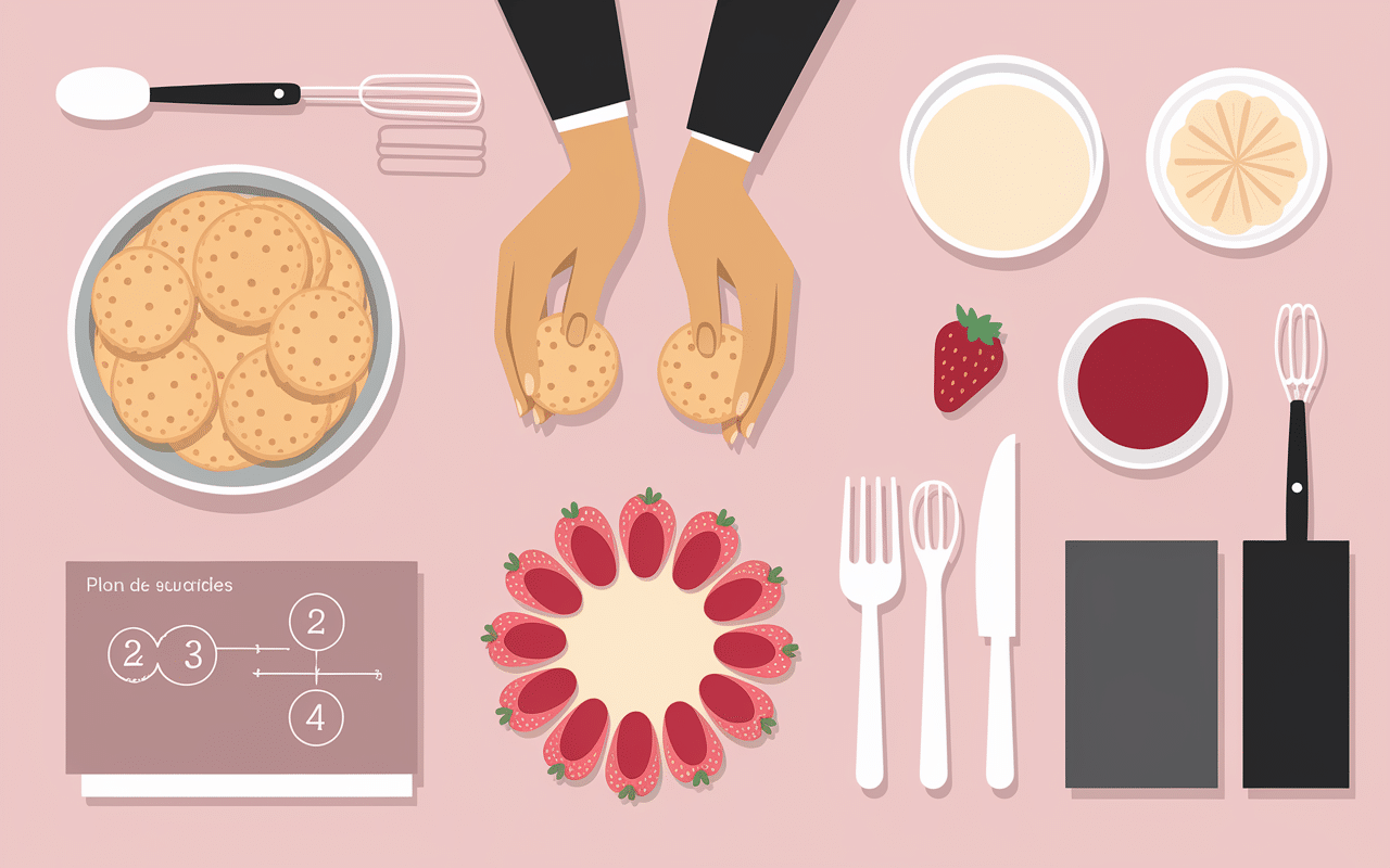 Assemblage charlotte aux fraises crème pâtissière étape par étape