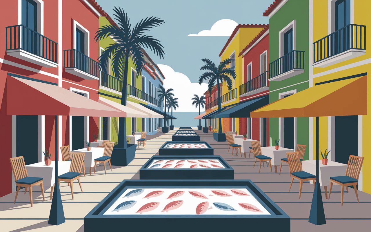 Rue quartier restaurant de fruits de mer Nice terrasse