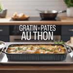 Gratins de pates au thon doré en cuisine moderne