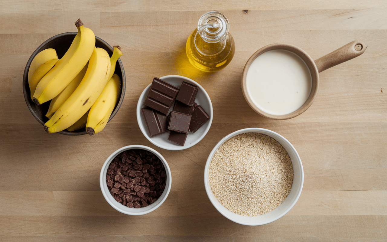 Ingrédients pour cake banane chocolat sans beurre