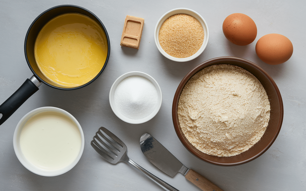 Ingrédients cookies beurre de cacahuète sur plan de travail