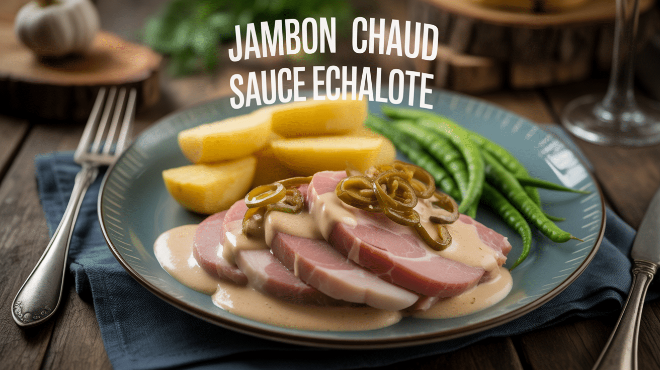 Assiette de jambon chaud sauce échalote avec légumes