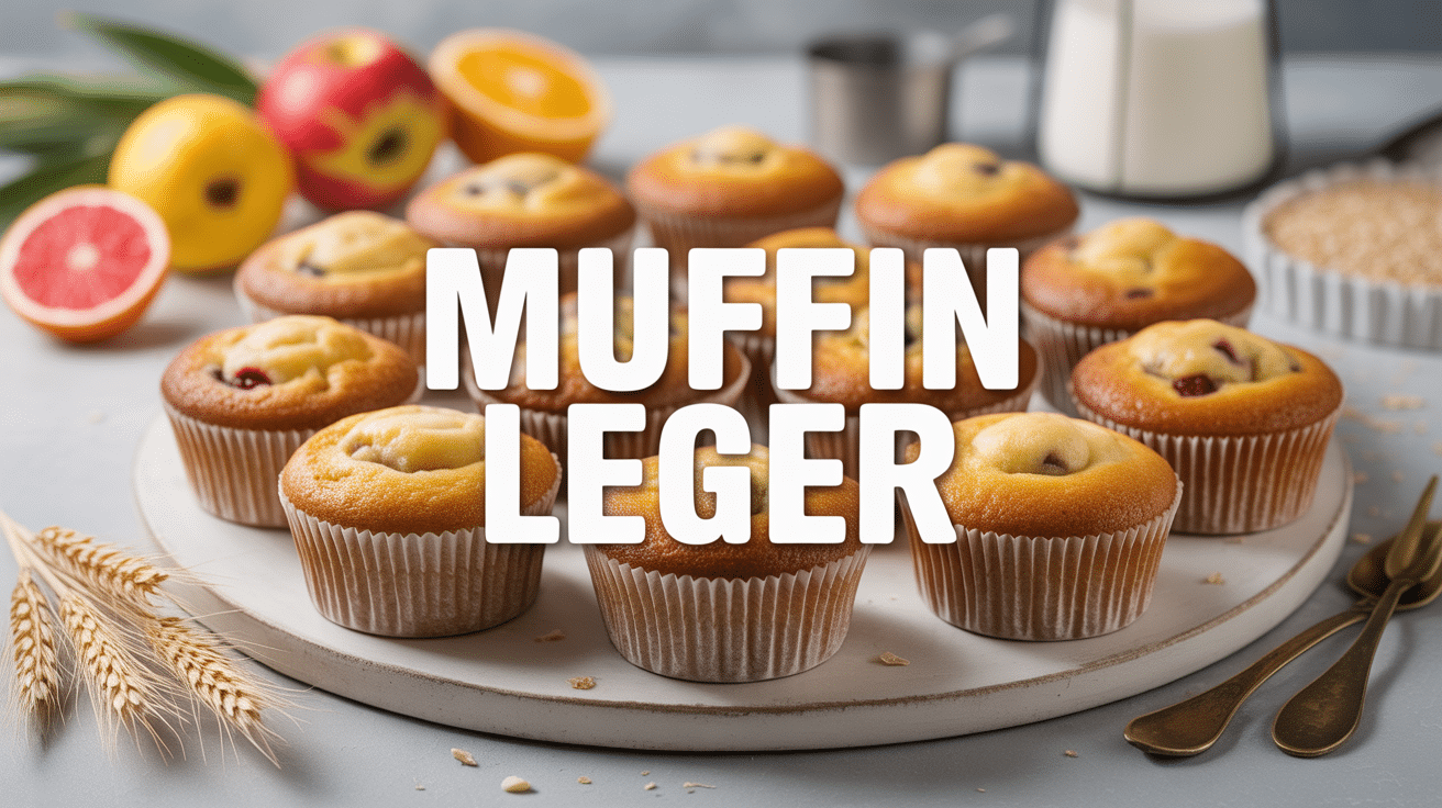 Plateau de muffins légers dorés avec fruits frais