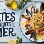 Spaghetti pates aux fruits de mer citron huile d'olive