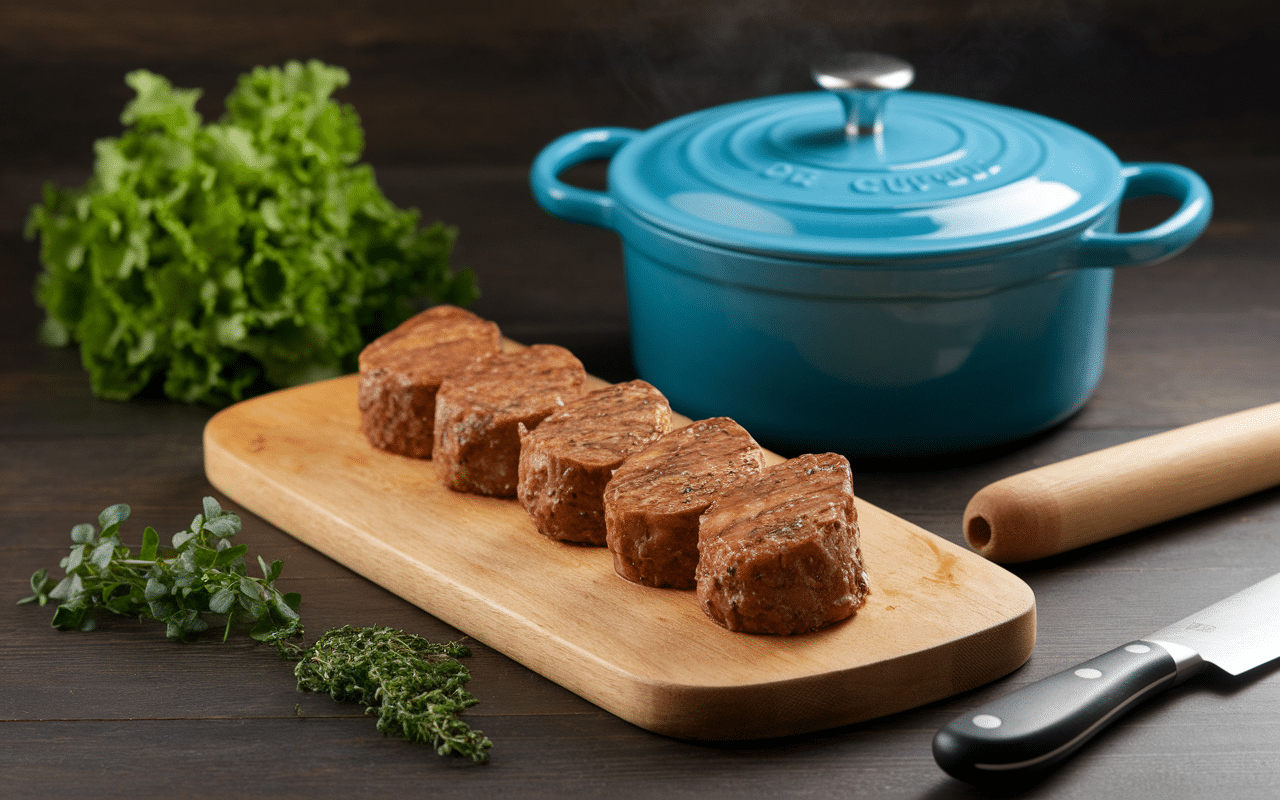 Préparation lapin cocotte minute avec herbes et échalotes