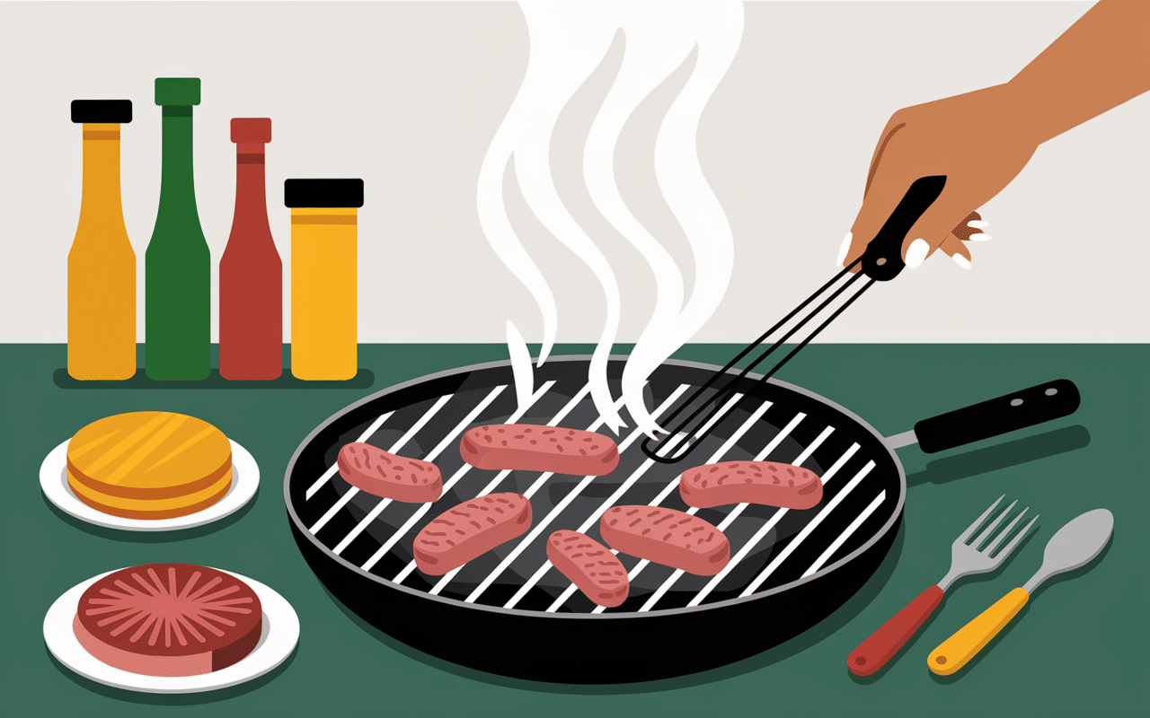 Cuisson saucisse pour hot dog au grill