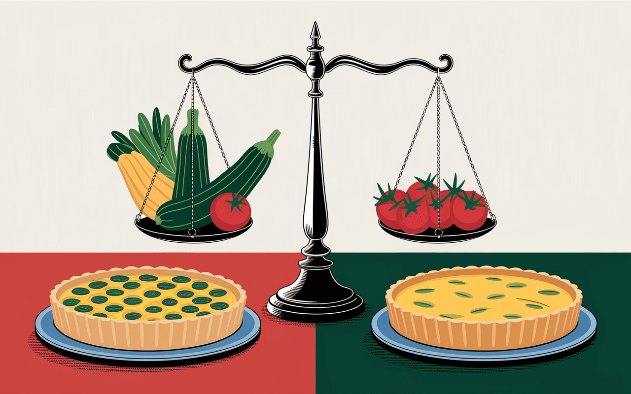 comparaison quiche aux legume sans pate et traditionnelle