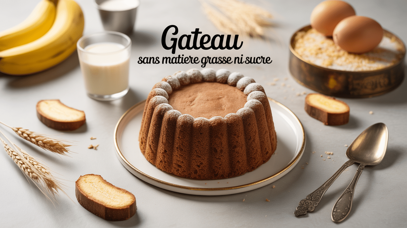 Gâteau moelleux sans matière grasse ni sucre avec ingrédients sains