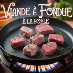 poêle fondue à la poêle avec viande et sauces