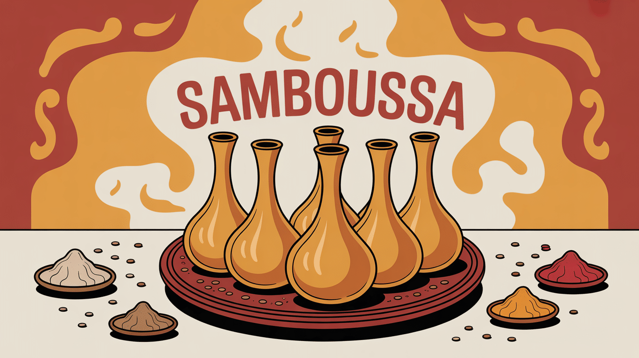 Samboussa croustillants sur assiette décorée