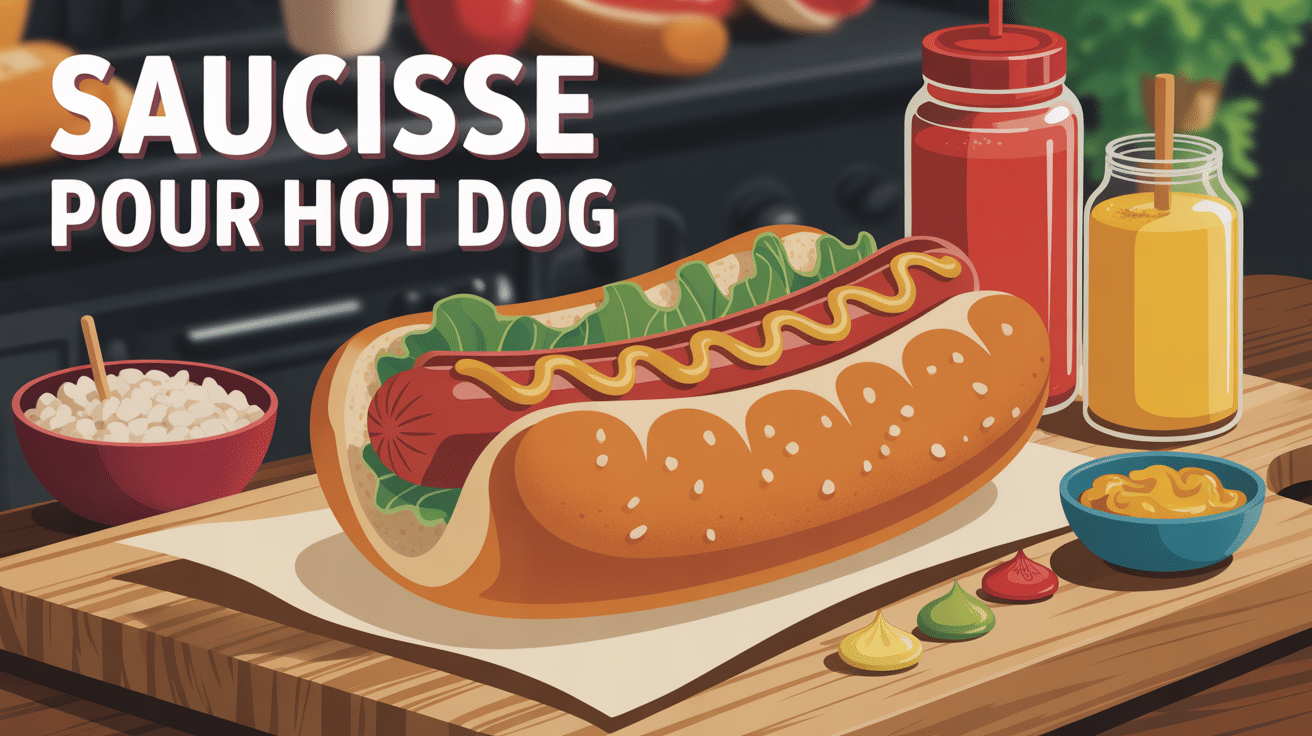Hot dog avec saucisse pour hot dog dorée et condiments
