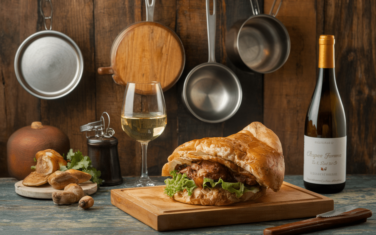 Cuisine francaise traditionelle chapon au vin jaune et morilles Georges Blanc