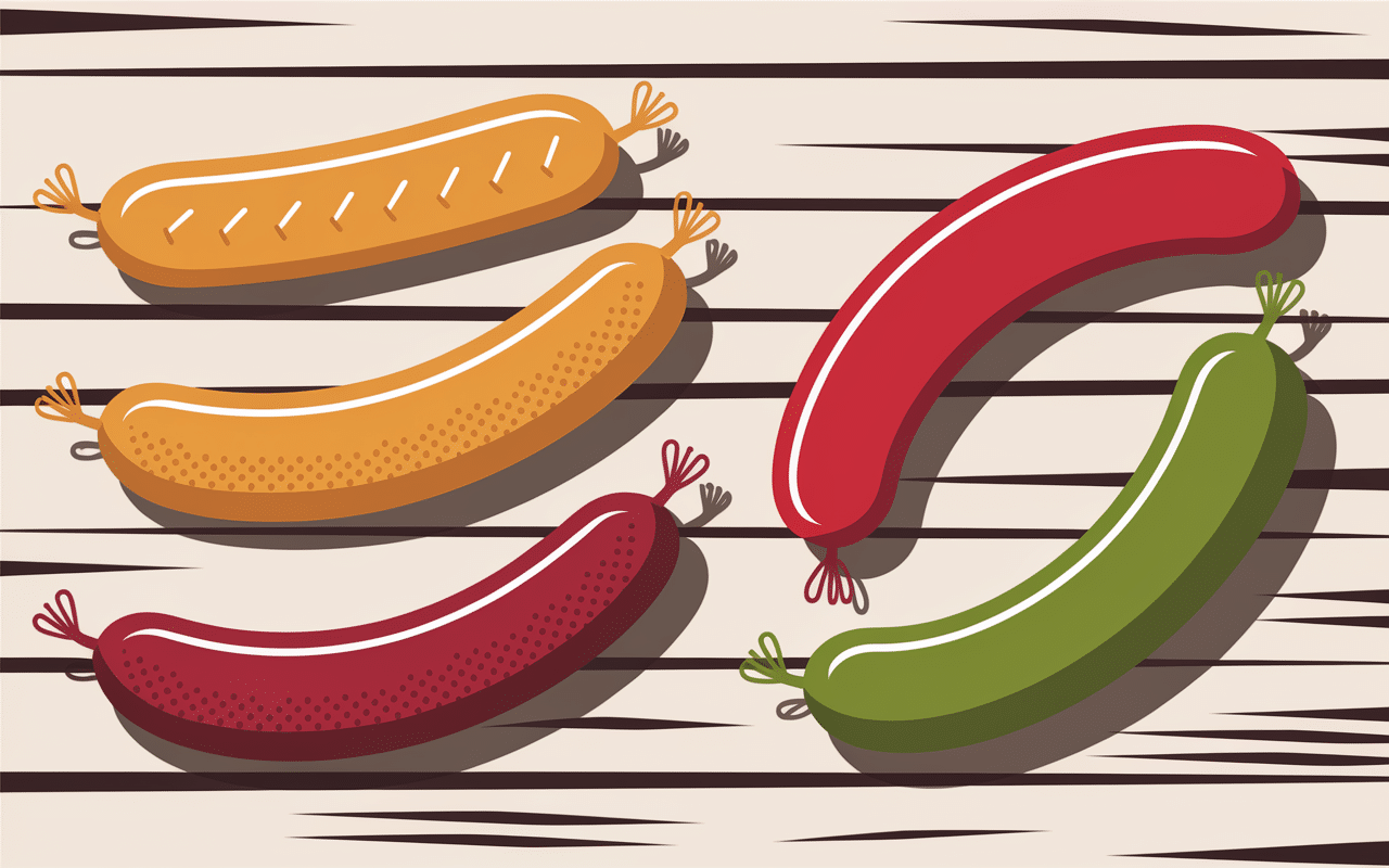 Différentes variétés de saucisse pour hot dog