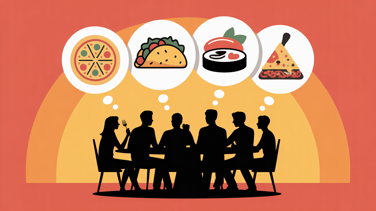 Groupe d'amis sélection repas à thème