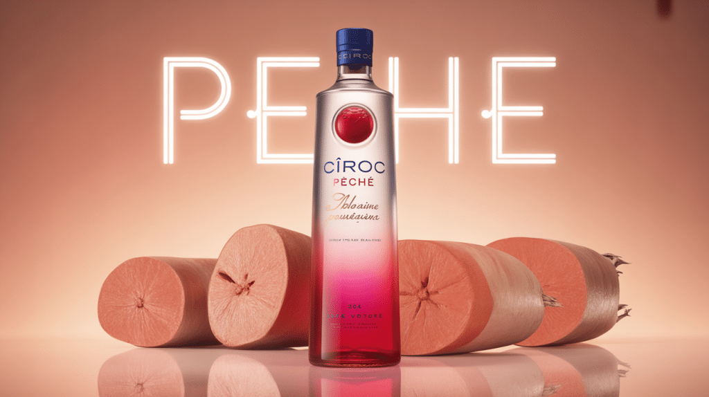 bouteille ciroc peche et peches fraiches ambiance premium