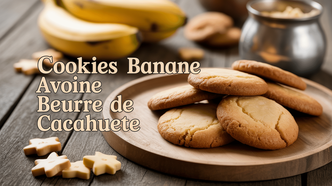 cookies banane avoine beurre de cacahuète moelleux sur assiette