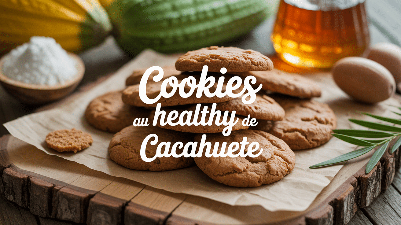 cookies healthy beurre de cacahuete dores sur planche rustique