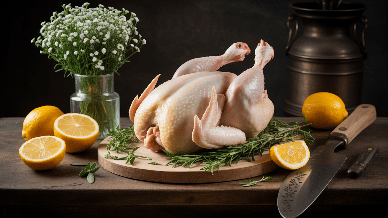 Ingrédients frais poulet au thym et au citron