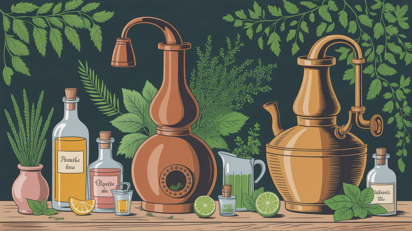 Distillerie italienne avec herbes pour martini blanc