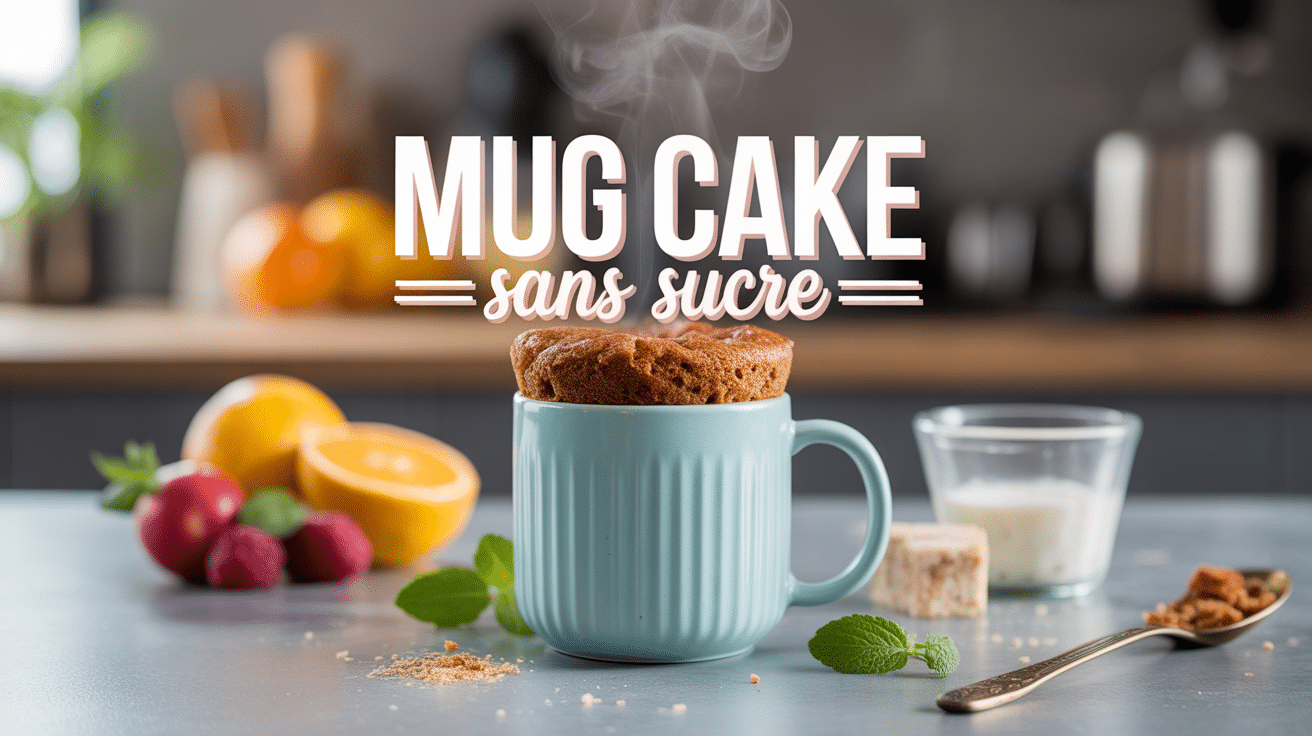mug cake sans sucre moelleux dans une tasse colorée