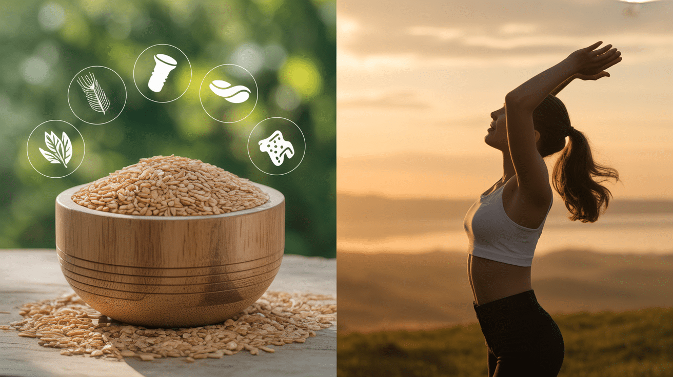 Grains de son d avoine et silhouette énergique matin